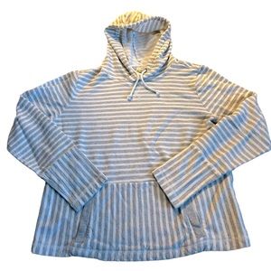 J. Crew Flip Stripe Hoodie Sweatshirt Casual 100% Cotton Gray Size large